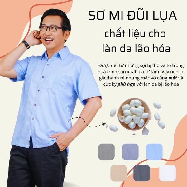 Áo sơ mi trung niên vải đũi ngắn tay ATK30