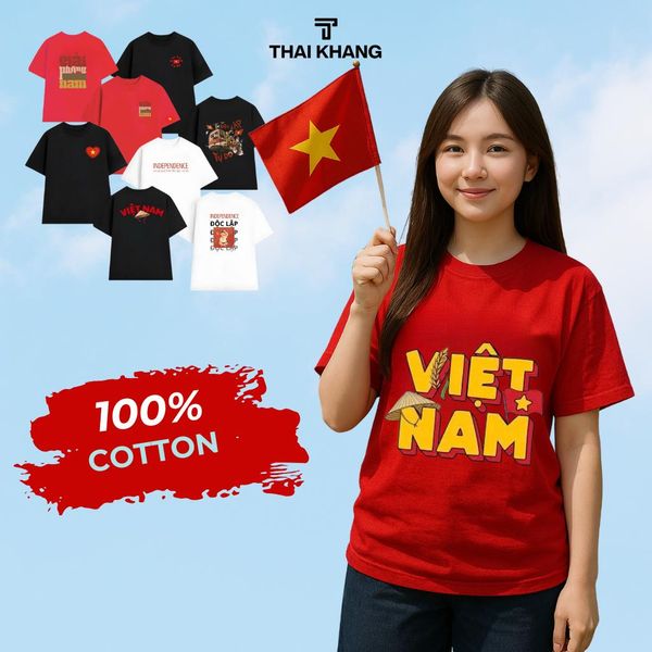 Áo thun cotton UNISEX form rộng in hình Việt Nam