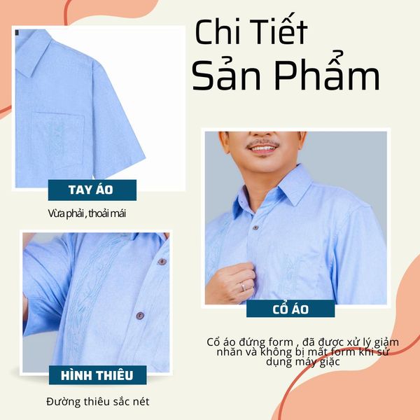 Áo sơ mi trung niên vải đũi ngắn tay ATK30