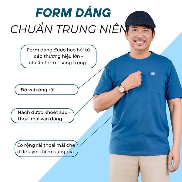 Áo thun nam trung niên cổ tròn THÁI KHANG vải TC 2 chiều ATHUN30