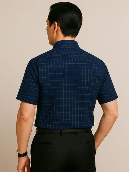 Áo sơ mi ngắn tay vải caro nam trung niên THÁI KHANG ATK48