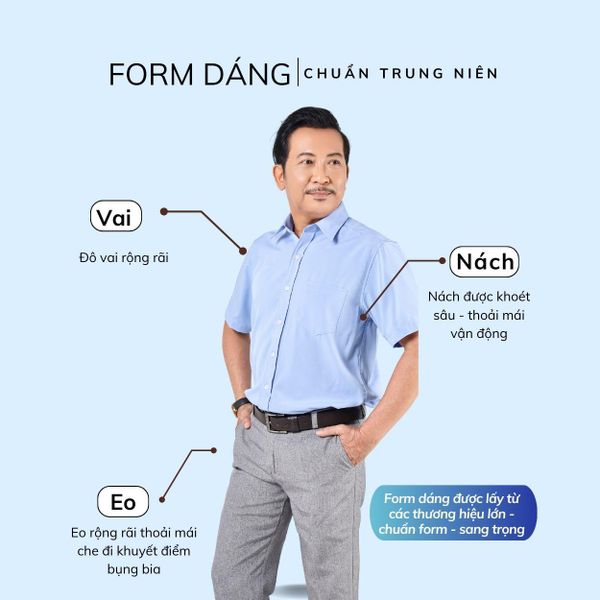 Áo sơ mi ngắn tay nam trung niên THÁI KHANG vải lụa mềm mịn ALUA10