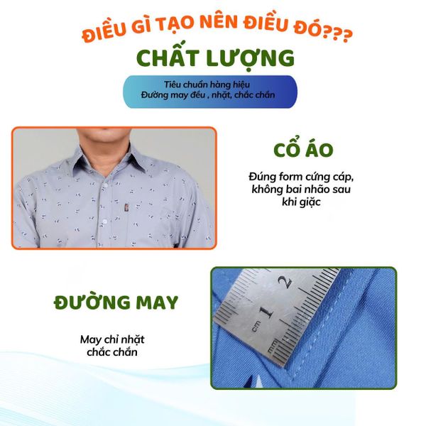 Áo sơ mi nam ngắn tay trung niên vải lụa co giãn  ATK16