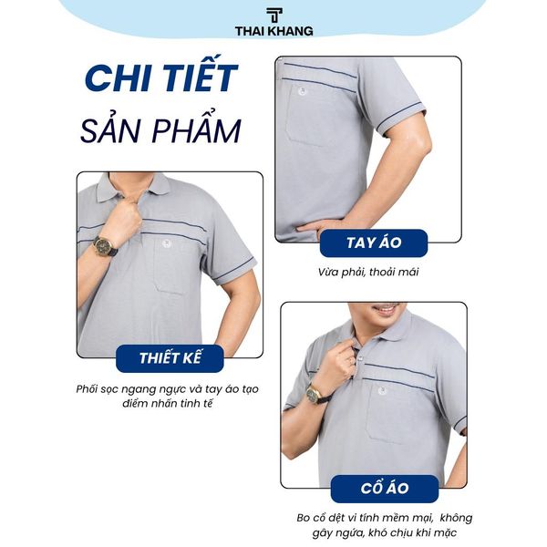 Áo polo nam trung niên có cổ vải cotton ATK08