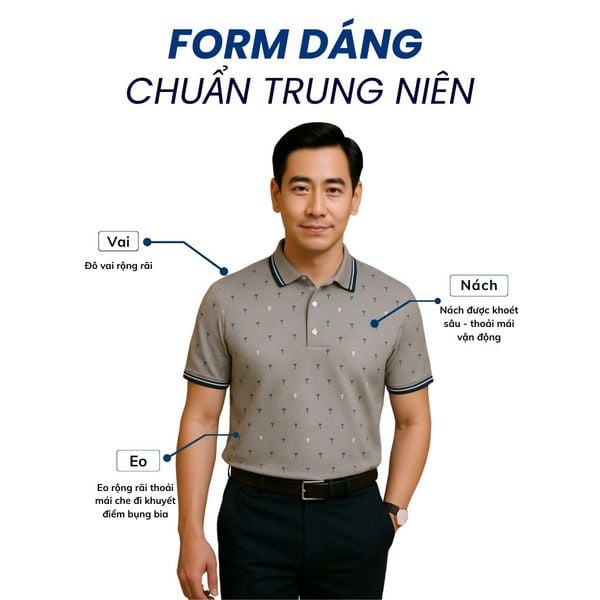 Áo polo nam trung niên Thái Khang cổ bẻ vải cotton ATK38
