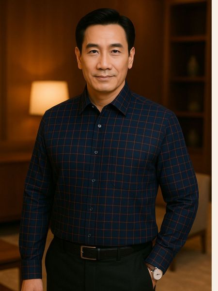 Áo sơ mi dài tay caro nam trung niên THÁI KHANG ATK49