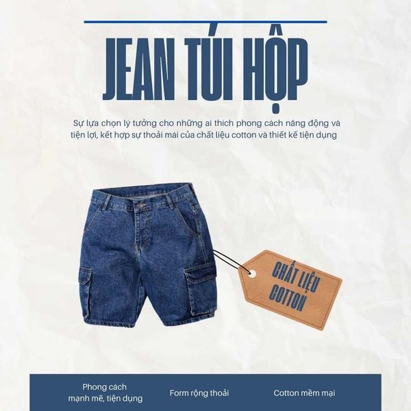 Quần short jean nam Thái Khang túi hộp nam trung niên QUAN03