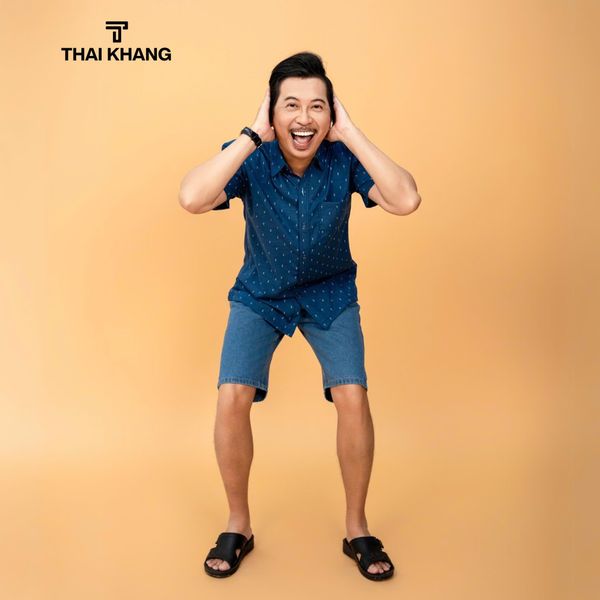 Áo sơ mi ngắn tay nam trung niên Thái Khang vải cotton cao cấp ALUX91