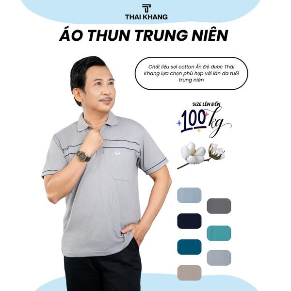 Áo polo nam trung niên có cổ vải cotton ATK08