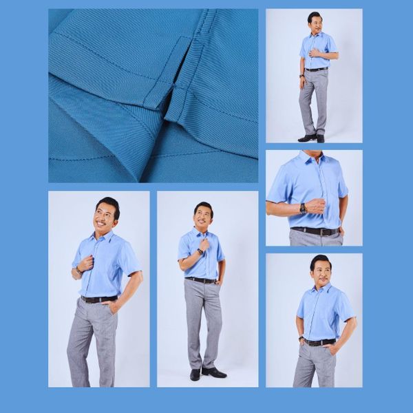 Áo sơ mi ngắn tay nam trung niên THÁI KHANG vải lụa mềm mịn ALUA10