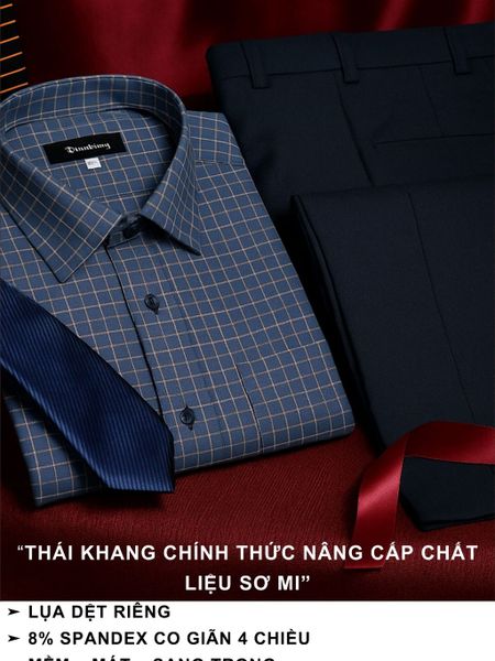 Áo sơ mi dài tay caro nam trung niên THÁI KHANG ATK49