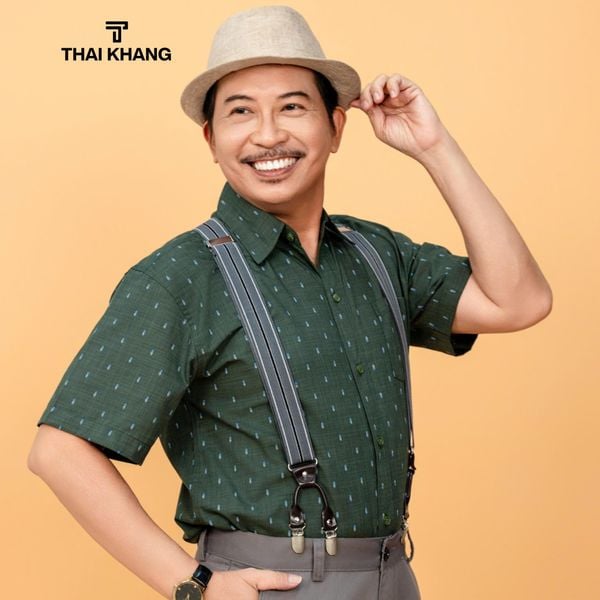 Áo sơ mi ngắn tay nam trung niên Thái Khang vải cotton cao cấp ALUX91