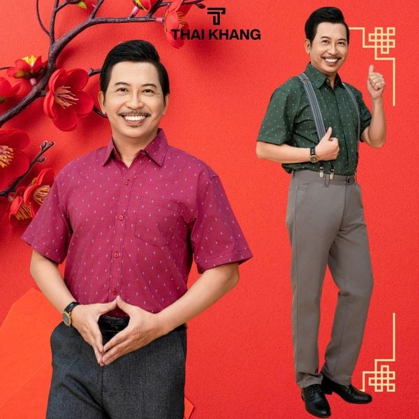 Áo sơ mi ngắn tay nam trung niên Thái Khang vải cotton cao cấp ALUX91