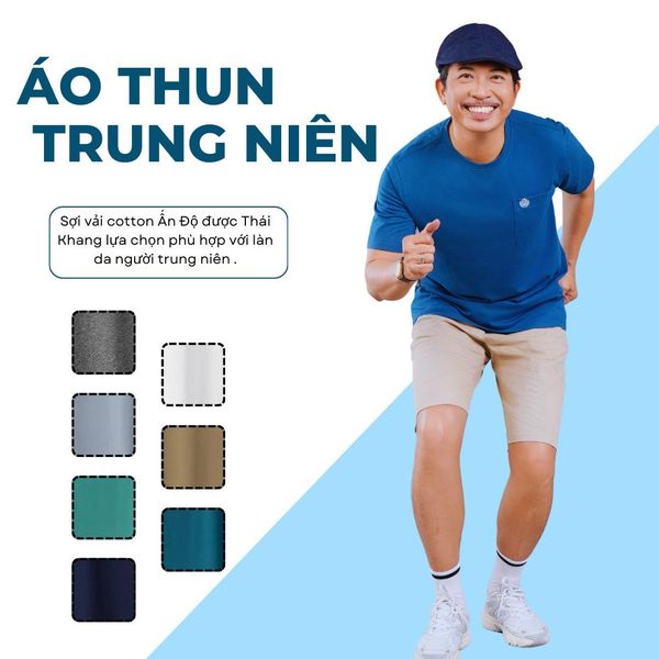 Áo thun nam trung niên cổ tròn THÁI KHANG vải TC 2 chiều ATHUN30