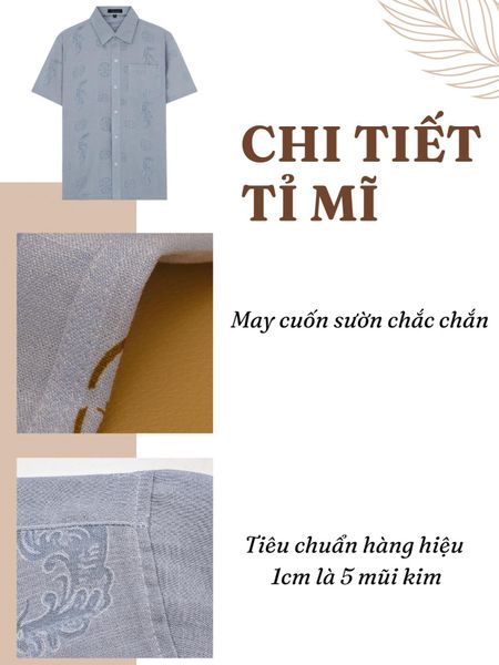 Áo Sơ Mi Nam Trung Niên Thái Khang Vải Xô Đũi Mềm Mát Họa Tiết In Chìm ATK28