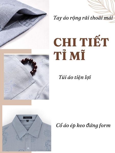 Áo Sơ Mi Nam Trung Niên Thái Khang Vải Xô Đũi Mềm Mát Họa Tiết In Chìm ATK28