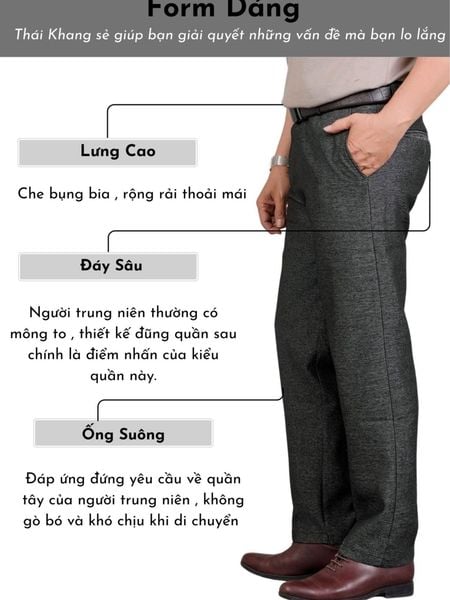 Quần Tây Dài Nam Trung Niên Thái Khang QUAN02