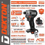  THÂN MÁY BẮT VÍT DÙNG PIN DEKTON M21-CV250PROMAX GEN 4 