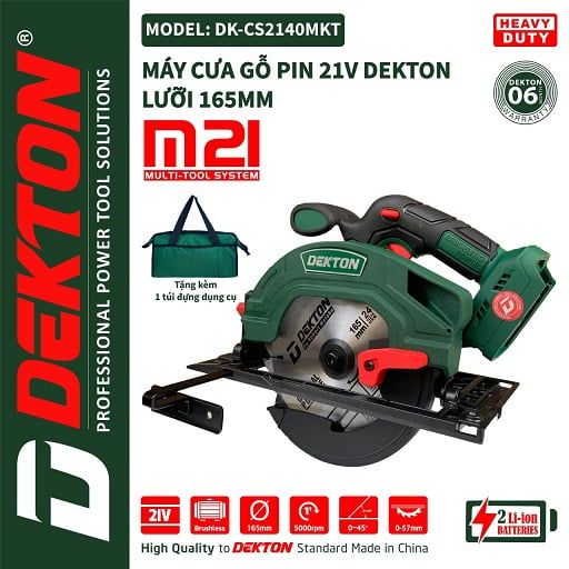  Máy Cưa Gỗ Dùng Pin Dekton DK-CS2140MKT (Kèm 2 Pin Xanh 4.0Ah + Sạc Nhanh 4A) 