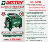  Máy nén khí không dầu Dekton DK‑AC2906PRO 1.5HP 