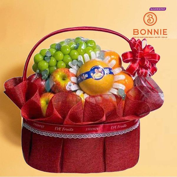 Giỏ Quà Trái Cây Tone Đỏ Cao Cấp 001