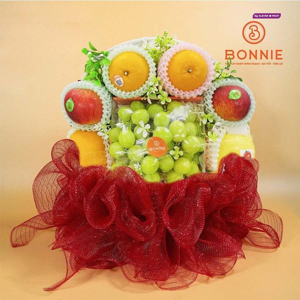 Giỏ Quà Trái Cây Tone Đỏ Rực Rỡ