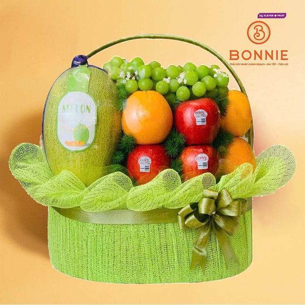 Giỏ Quà Trái Cây Tone Xanh 001