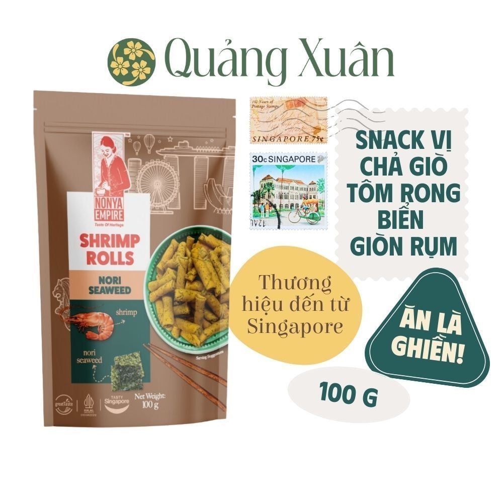  Chả giò Tôm rong biển Nori (ăn liền) - Nonya Empire Shrimp Rolls Nori Seaweed - 100g 