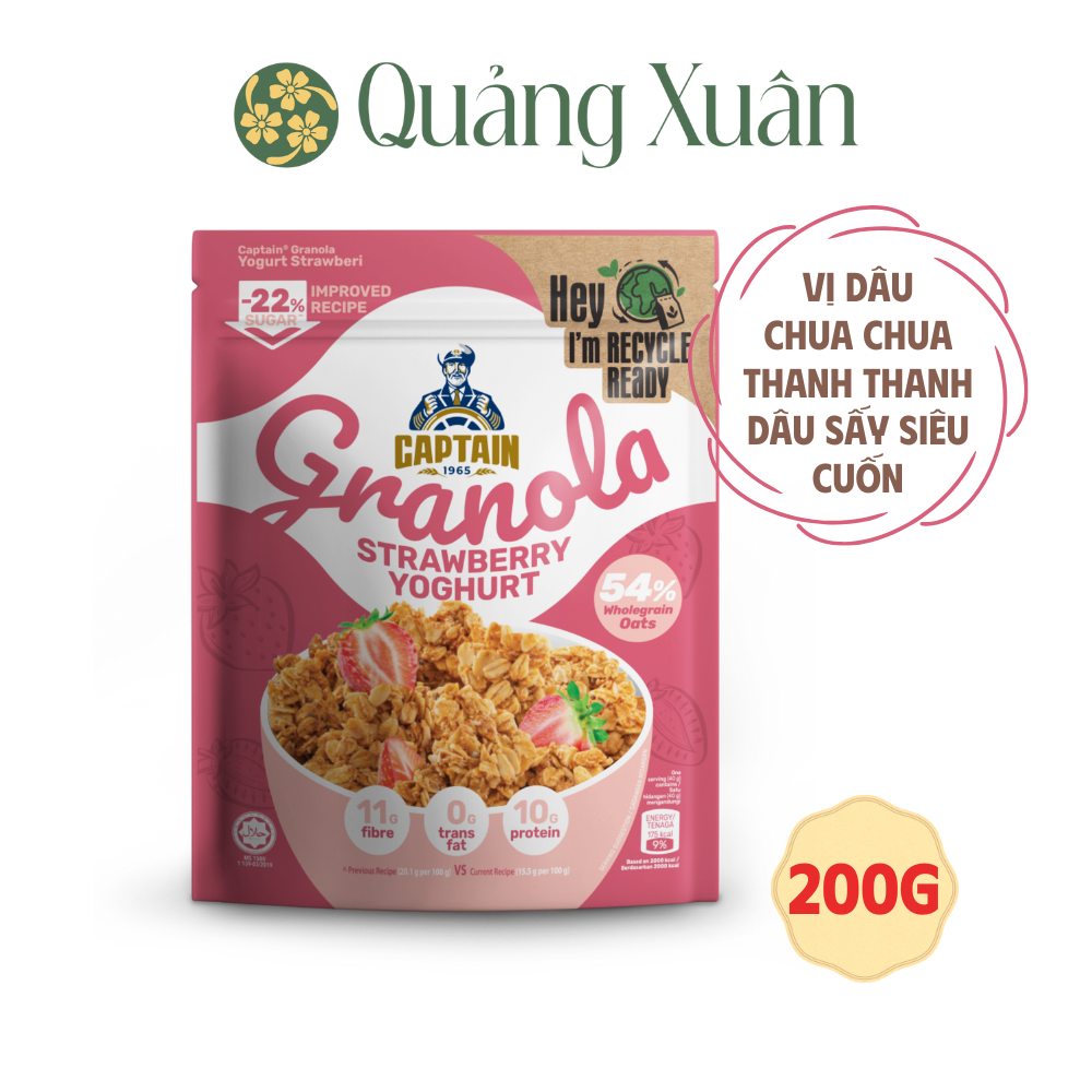  Granola Captain Oats Sữa chua dâu tây 200g - Strawberry Yoghurt Granola 
