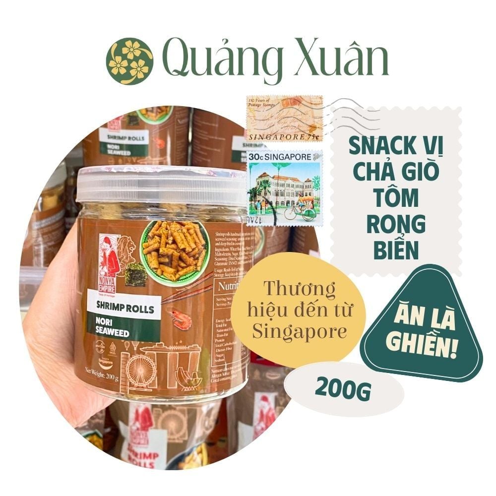  Chả giò Tôm rong biển Nori (ăn liền) - Nonya Empire Shrimp Rolls Nori Seaweed - 200g 