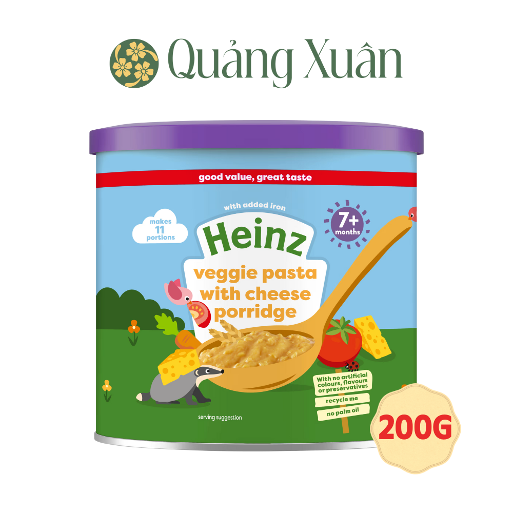  Bột Ăn Dặm Mì Ý Rau Củ Phô Mai HEINZ cho trẻ từ 7 tháng 200g - Heinz veggie pasta with cheese porridge 200g 