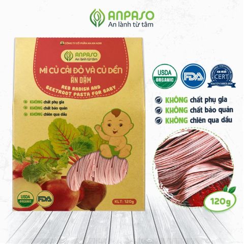Mì ăn dặm hữu cơ củ cải đỏ và củ dền Anpaso 120g Organic (từ 7 tháng)