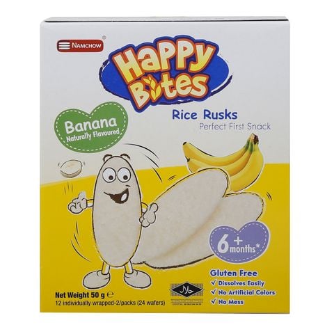 Bánh gạo ăn dặm Happy Bites vị chuối 50g