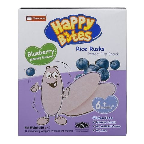 Bánh gạo ăn dặm Happy Bites vị việt quất 50g