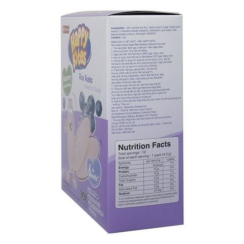 Bánh gạo ăn dặm Happy Bites vị việt quất 50g