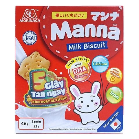 Bánh quy ăn dặm Manna vị sữa hộp 46g (từ 6 tháng)