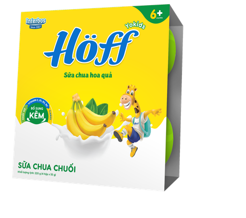 Sữa chua ăn Hoff vị chuối cho bé từ 6 tháng tuổi 4 vỉ x 55g