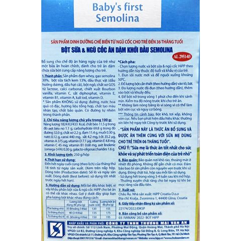 Bột ăn dặm khởi đầu HiPP sữa, ngũ cốc hộp 250g (từ 6 tháng)