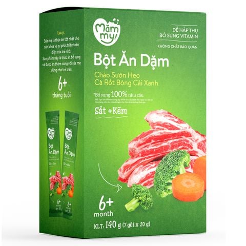 Bột ăn dặm Mămmy sườn heo, cà rốt, bông cải xanh 140g