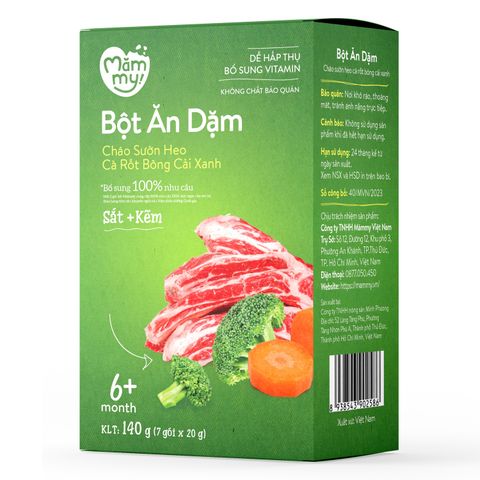 Bột ăn dặm Mămmy sườn heo, cà rốt, bông cải xanh 140g