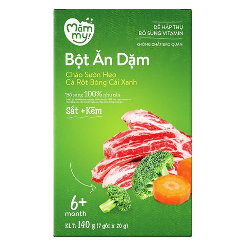 Bột ăn dặm Mămmy sườn heo, cà rốt, bông cải xanh 140g