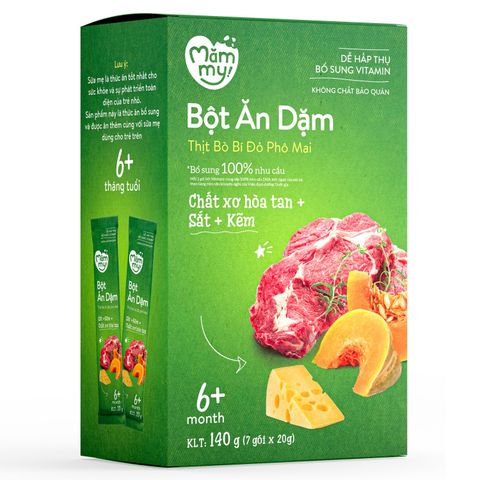 Bột ăn dặm Mămmy thịt bò, bí đỏ, phô mai 140g