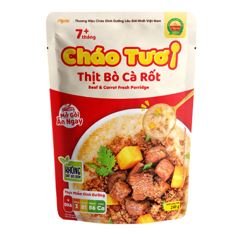 Cháo tươi Cây Thị vị thịt bò, cà rốt gói 240g (từ 7 tháng)