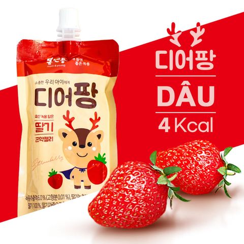 Hộp 10 Gói – Nước Thạch Gạc Hươu Non Deer Pang Vị Dâu Cho Bé Từ 1 Tuổi – Hàn Quốc