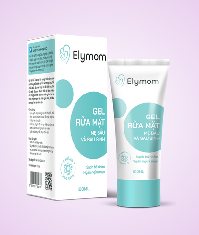 ELYMOM Gel rửa mặt mẹ bầu và sau sinh sạch bã nhờn ngăn ngừa mụn - Tuyp 100ml