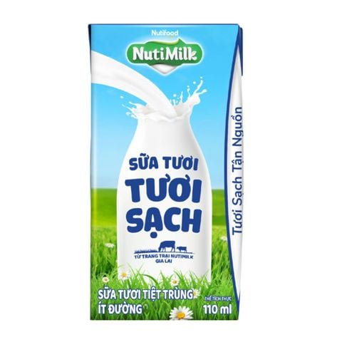 Lốc 4 hộp Sữa tươi Nutimilk ít đường (từ 1 tuổi) (1 lốc 4 hộp 110ml)