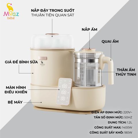 Máy tiệt trùng sấy khô và đun nước đa năng Moaz BéBé MB – 046