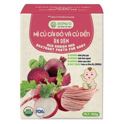 Mì ăn dặm hữu cơ củ cải đỏ và củ dền Anpaso 120g Organic (từ 7 tháng)