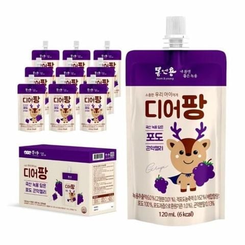 Hộp 10 Gói – Nước Thạch Gạc Hươu Non Deer Pang Vị Nho Cho Bé Từ 1 Tuổi – Hàn Quốc