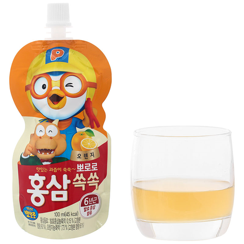 Nước trái cây Pororo hồng sâm vị cam 100 ml (từ 1 tuổi)